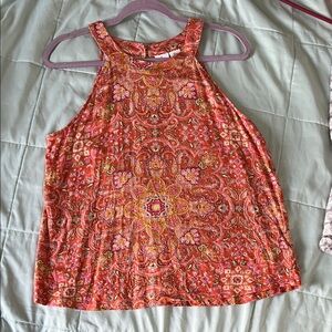 Joie Vibrant Paisley Tank Top - Orange and Pink